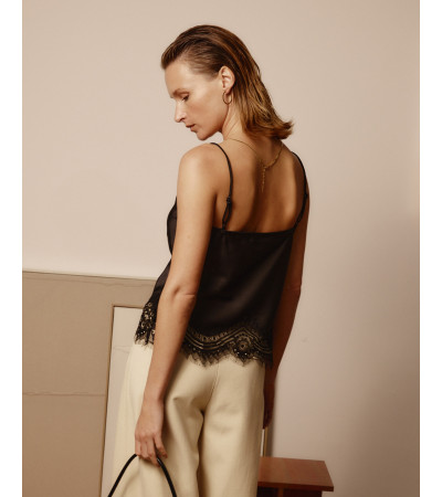 TOP LENCERO CORTO TIRANTES ENCAJE SATINADO | MULAYA