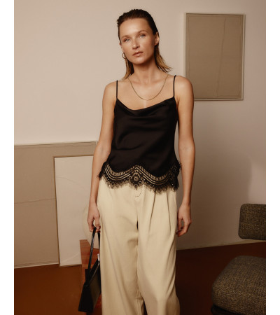 TOP LENCERO CORTO TIRANTES ENCAJE SATINADO | MULAYA