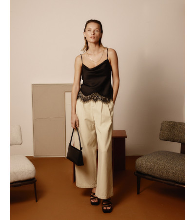 TOP LENCERO CORTO TIRANTES ENCAJE SATINADO | MULAYA