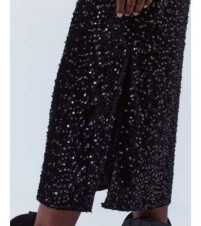 FALDA MIDI LENTEJUELAS AJUSTADA CINTURA ELÁSTICA | MULAYA