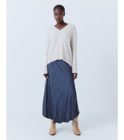 FALDA MIDI SATINADA VISCOSA CÓMODA | MULAYA