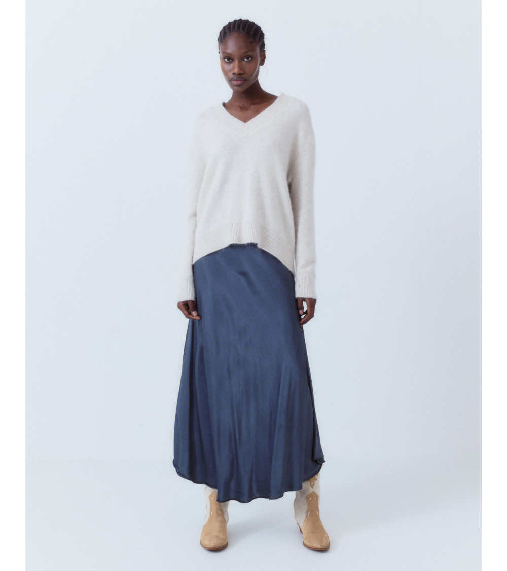 FALDA MIDI SATINADA VISCOSA CÓMODA | MULAYA