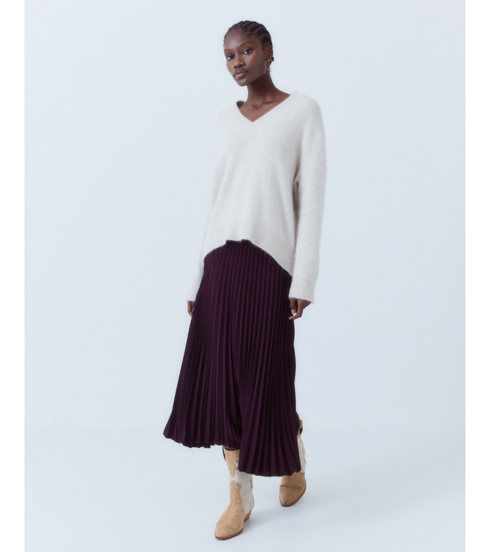 FALDA MIDI PLISADA TEJIDO CÓMODO | MULAYA