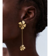 PENDIENTES LARGOS FLOR DORADA ACERO | MULAYA