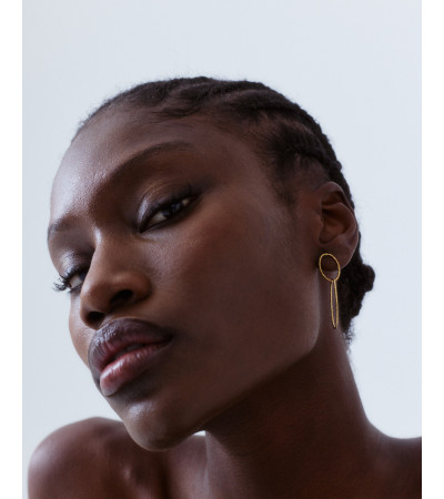 PENDIENTES LARGOS ÓVALO TEXTURIZADO ACERO | MULAYA