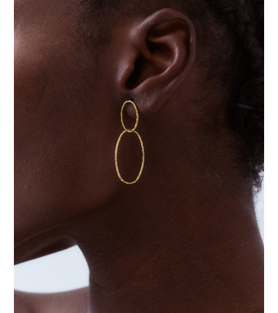 PENDIENTES LARGOS ÓVALO TEXTURIZADO ACERO | MULAYA