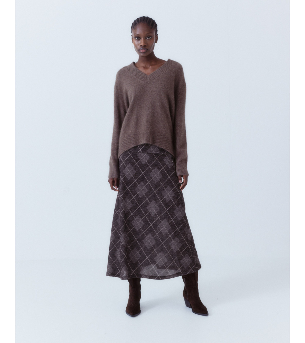 FALDA LARGA ESTAMPADO ROMBOS PUNTO | MULAYA