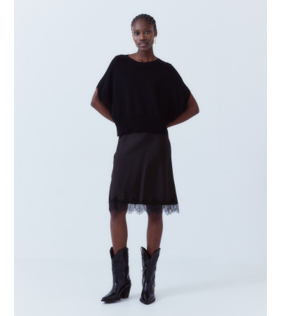 FALDA MINI SATÉN ENCAJE AJUSTADA | MULAYA