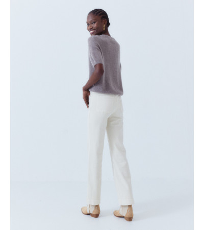 JEANS FLARE TIRO ALTO BOLSILLOS PARCHE | MULAYA