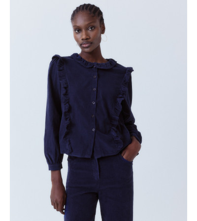 CAMISA PANA VOLANTES ALGODÓN ESTILO ROMÁNTICO | MULAYA