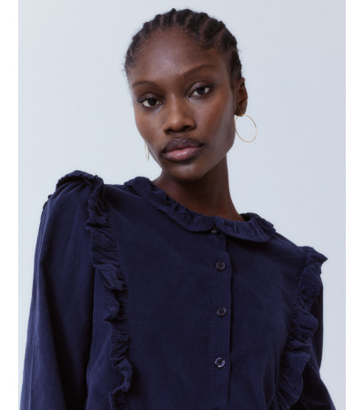 CAMISA PANA VOLANTES ALGODÓN ESTILO ROMÁNTICO | MULAYA