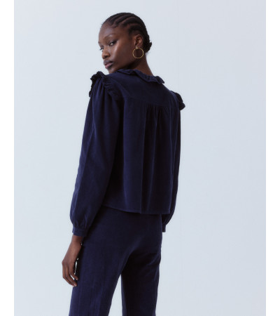 CAMISA PANA VOLANTES ALGODÓN ESTILO ROMÁNTICO | MULAYA