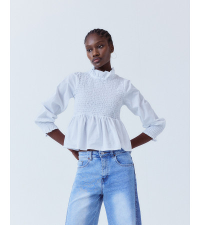 BLUSA PEPLUM PANAL DE ABEJA VOLANTES ROMÁNTICA | MULAYA