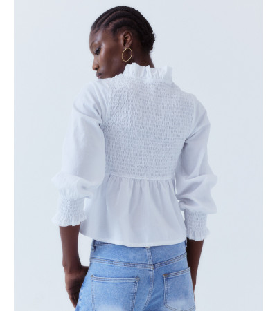 BLUSA PEPLUM PANAL DE ABEJA VOLANTES ROMÁNTICA | MULAYA