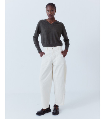 PANTALÓN BARREL CÓMODO ALGODÓN CINTURA ELÁSTICA | MULAYA