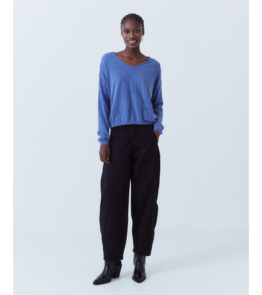 PANTALÓN BARREL CÓMODO ALGODÓN CINTURA ELÁSTICA | MULAYA