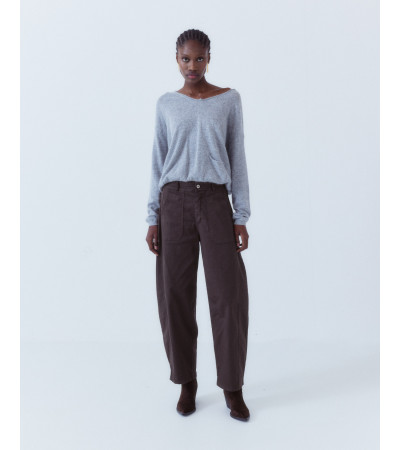 PANTALÓN BARREL CÓMODO ALGODÓN CINTURA ELÁSTICA | MULAYA