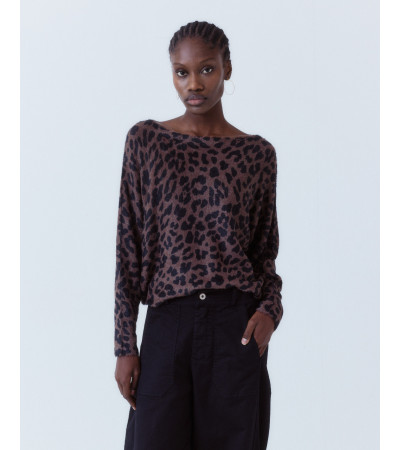 JERSEY CROP ANIMAL PRINT SUAVE CUELLO BARCO | MULAYA