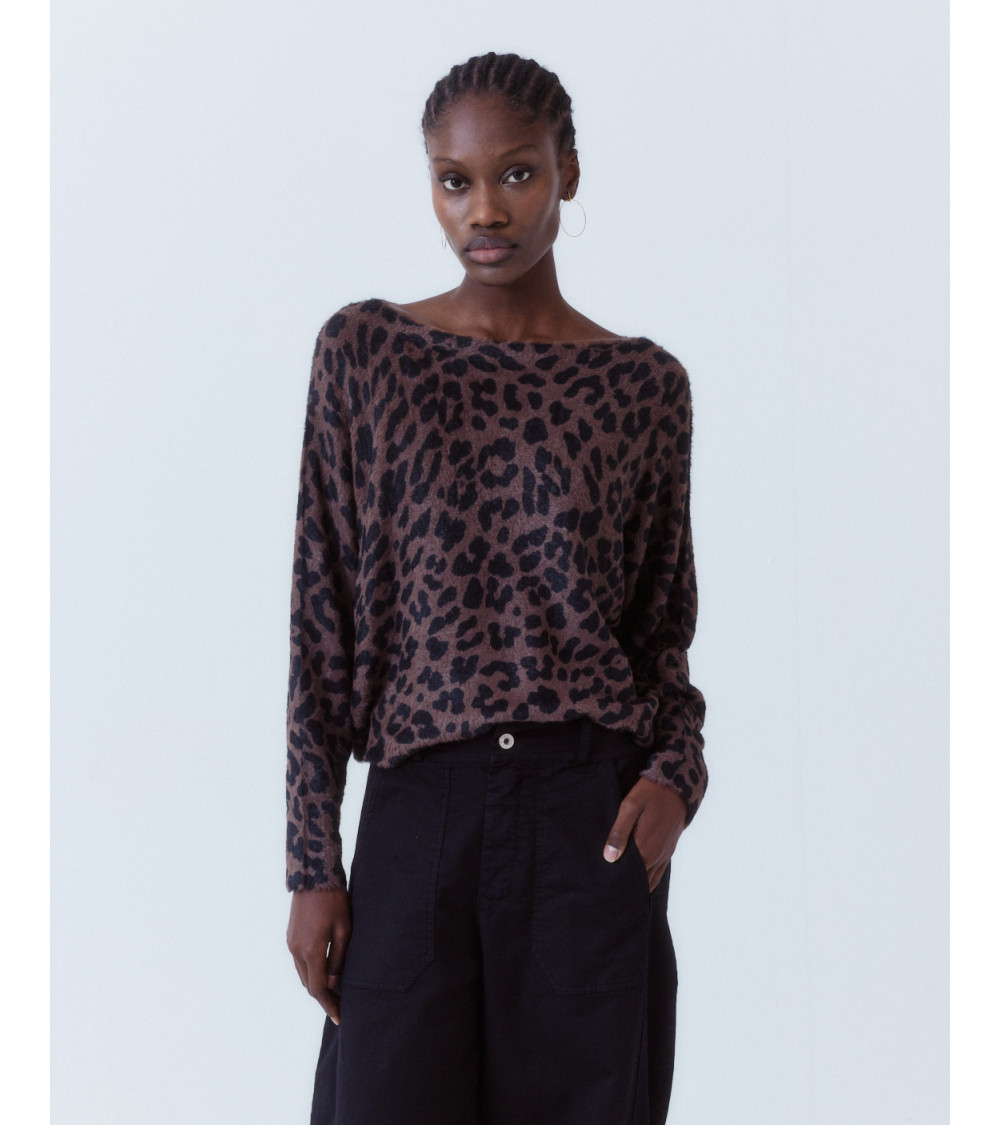 JERSEY CROP ANIMAL PRINT SUAVE CUELLO BARCO | MULAYA