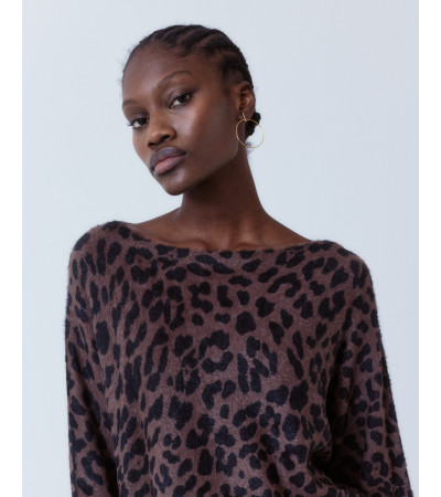JERSEY CROP ANIMAL PRINT SUAVE CUELLO BARCO | MULAYA
