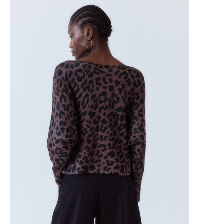 JERSEY CROP ANIMAL PRINT SUAVE CUELLO BARCO | MULAYA