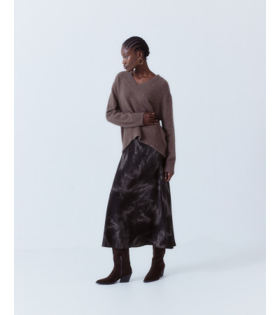 FALDA LARGA EVASÉ SATINADA EFECTO BRILLO | MULAYA