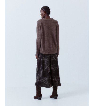 FALDA LARGA EVASÉ SATINADA EFECTO BRILLO | MULAYA