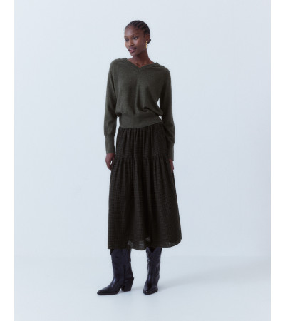 FALDA LARGA VUELOS CUADROS ALGODÓN | MULAYA