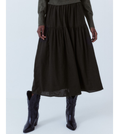 FALDA LARGA VUELOS CUADROS ALGODÓN | MULAYA