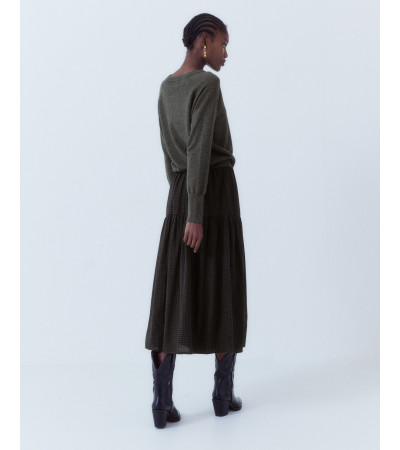 FALDA LARGA VUELOS CUADROS ALGODÓN | MULAYA