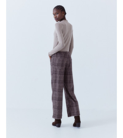 PANTALÓN WIDE LEG CUADROS BOLSILLOS PARCHE | MULAYA