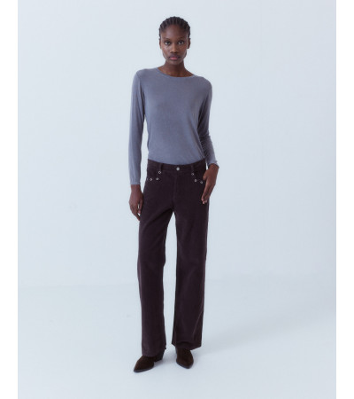 PANTALÓN PANA WIDE LEG OJALES ALGODÓN | MULAYA