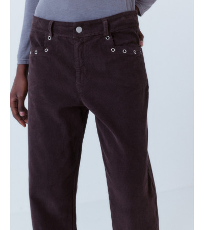 PANTALÓN PANA WIDE LEG OJALES ALGODÓN | MULAYA