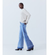 JEANS WIDE LEG TIRO ALTO LATERAL CONTRASTE | MULAYA