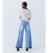 JEANS WIDE LEG TIRO ALTO LATERAL CONTRASTE | MULAYA