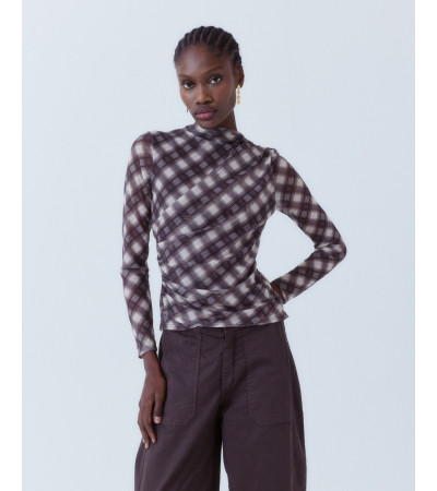 BLUSA PLIEGUES CUELLO CAJA ESTAMPADA | MULAYA