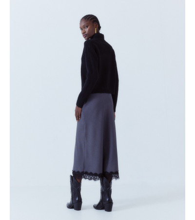 FALDA RECTA ENCAJE CINTURA ELÁSTICA | MULAYA