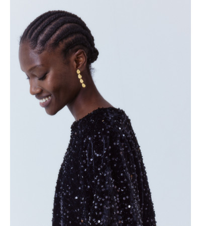 BLUSA LENTEJUELAS CORTA CUELLO REDONDO GLOBO | MULAYA