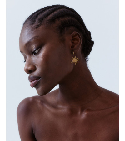 PENDIENTES SOL COLGANTES ACERO DORADO | MULAYA