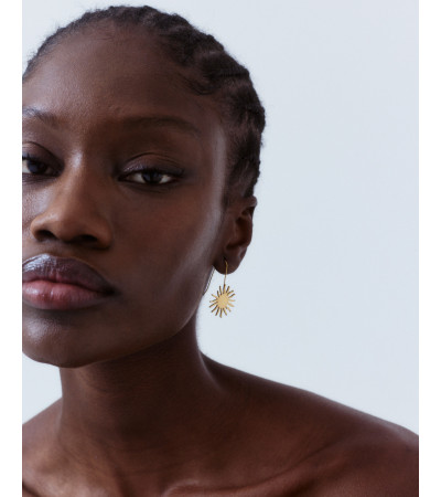 PENDIENTES SOL COLGANTES ACERO DORADO | MULAYA