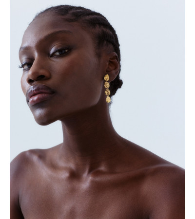 PENDIENTES LARGOS GOTA MARTILLADA ACERO | MULAYA