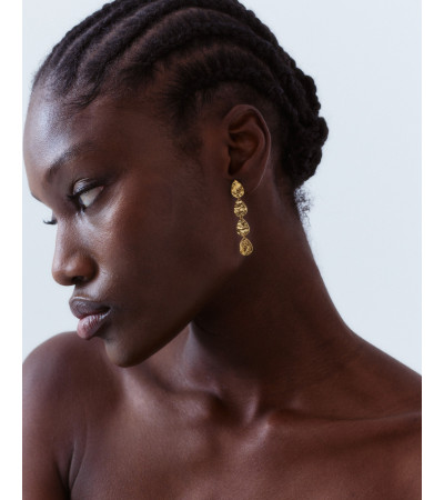 PENDIENTES LARGOS GOTA MARTILLADA ACERO | MULAYA