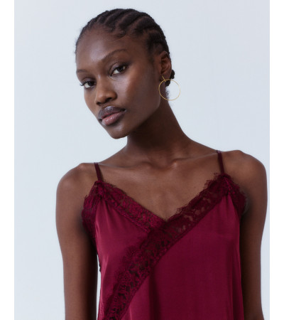 TOP LENCERO SATÍN ENCAJE CRUZADO AJUSTABLE | MULAYA