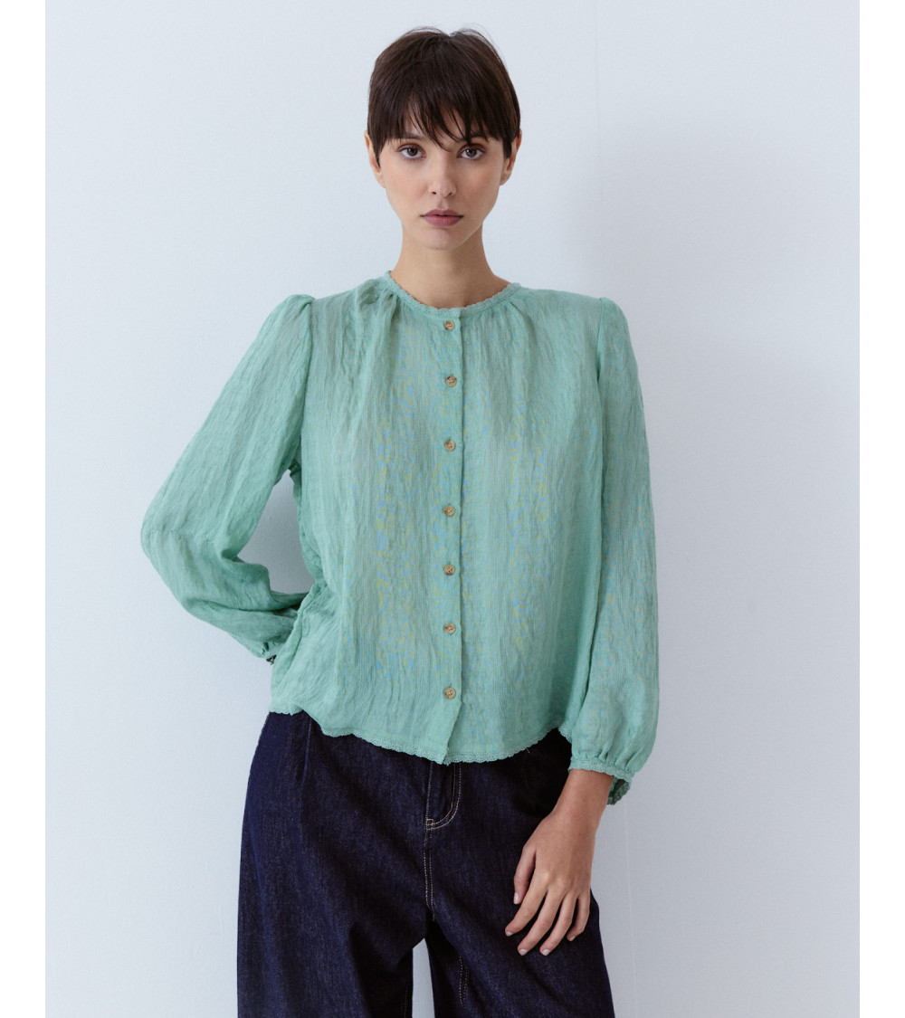 BLUSA ESTAMPADA CUELLO REDONDO VISCOSA | MULAYA