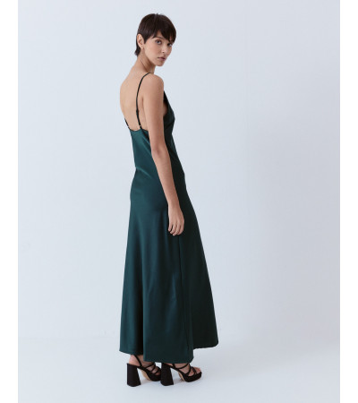 VESTIDO LENCERO SATÉN ENCAJE TIRANTES FINOS | MULAYA