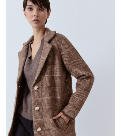 ABRIGO RECTO CUADROS CUELLO SOLAPA | MULAYA