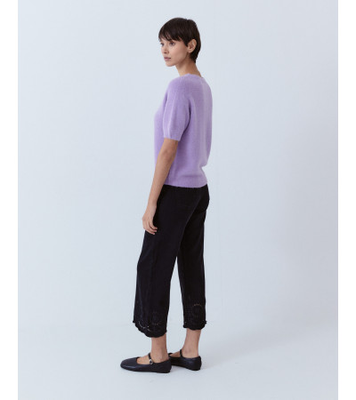 JEANS ANCHOS BAJO BORDADO CALADO | MULAYA