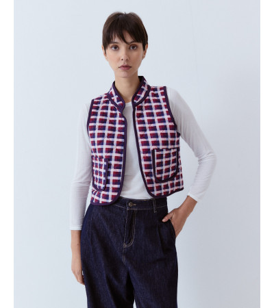 CHALECO ACOLCHADO CUADROS ALGODÓN BOHO | MULAYA