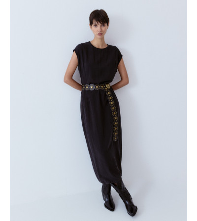 CINTURÓN BOHO ANCHO TACHAS HEBILLA REDONDA | MULAYA