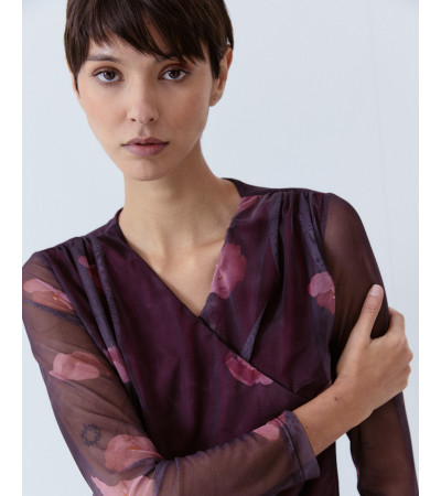 BLUSA TUL ESTAMPADA CRUZADA | MULAYA